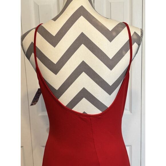 Heart & Hips Red Spaghetti Strap Bodycon Spandex Dress Large Low Back Side Slit - Picture 3 of 10